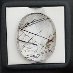 48-каратный черный турмалиновый кварц - кабошон, черный рутиловый кварц - рутиловый кварц