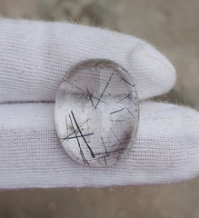 Черный турмалиновый кварц 22,2 карата - кабошон, черный рутиловый кварц - рутиловый кварц