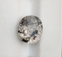 Черный турмалиновый кварц 8,8 карата - кабошон, черный рутиловый кварц - рутиловый кварц