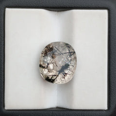 Черный турмалиновый кварц 8,8 карата - кабошон, черный рутиловый кварц - рутиловый кварц