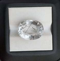 Черный турмалированный кварц 20,4 карата, черный рутиловый кварц – рутиловый кварц