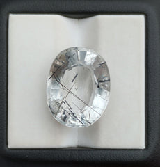 Черный турмалированный кварц 20,4 карата, черный рутиловый кварц – рутиловый кварц