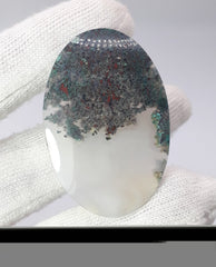 72 карата — натуральный моховой агат из Индонезии — 50 x 33 x 5 мм