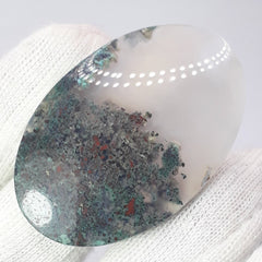 72 карата — натуральный моховой агат из Индонезии — 50 x 33 x 5 мм