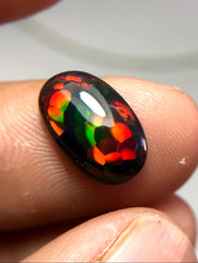 1.95ct Natural Opal for Sale - Black Fire Opal - October Birthstone - 14x8.8mm