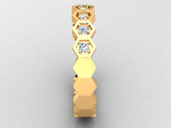 Bees Nest - Minimalist Hexagonal Diamond Band