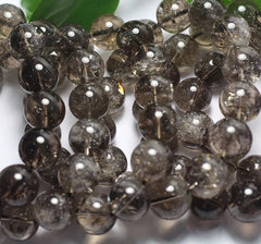 Natural Genuine Black Gold Azeztulite Quartz High Frequency Quartz Gemstone Bracelet, Sizes 9.5-10.5mm