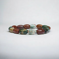 Plasma Chalcedony aka Natural BloodStone Strech Bracelet