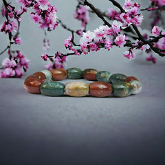 Plasma Chalcedony aka Natural BloodStone Strech Bracelet