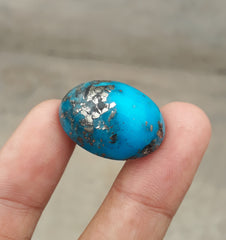 Натуральная бирюза с пиритом — Голубая матричная бирюза — Шаджри Фероза-45,5 карата