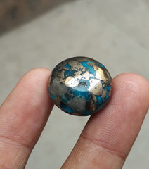 Натуральная бирюза с пиритом — Голубая матричная бирюза — Шаджри Фероза-45,4 карата