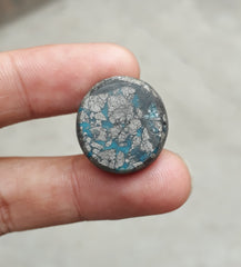 Натуральная бирюза с пиритом — Голубая матричная бирюза — Шаджри Фероза-45,4 карата