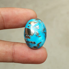 Натуральная бирюза с пиритом — Голубая матричная бирюза — Шаджри Фероза-33,9 карата