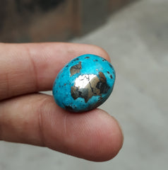 Natural Turquoise with Pyrite - Blue Matrix Turquoise - Shajri Feroza-38.2Ct