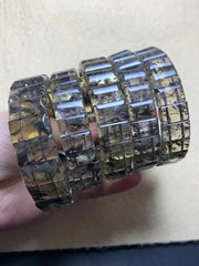 Браслет из натурального какоксенита, фиолетового золота, рутилового кварца, размеры бусинок 16x12 мм