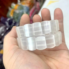 Браслет из белого кальцита / селенита с бусинами из драгоценных камней, браслет для женщин для мужчин,