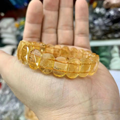 Natural Yellow Citrine Gemstone Bracelet, Bangle For Women For Men,
