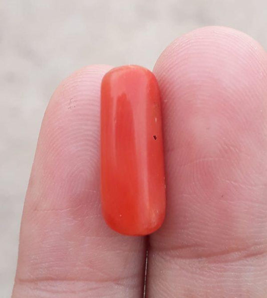 9.25ct Red Coral Stone - Moonga Stone - Marjan Stone - Pagadam Stone - 18x6mm