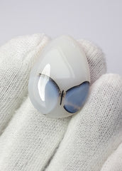 Редкий узор бабочки внутри натурального дендритного агата — коллекционный драгоценный камень — 31,1 карата