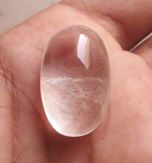43,3 карата Dur e Najaf - Жемчужина Наджафа Кабошон Прозрачный - Камень апреля - Горный хрусталь Кварц - 27x17 мм
