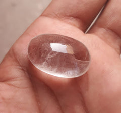 43,3 карата Dur e Najaf - Жемчужина Наджафа Кабошон Прозрачный - Камень апреля - Горный хрусталь Кварц - 27x17 мм