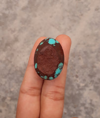 Натуральная сертифицированная египетская бирюза — Мисри Фероза — 51 карат — 29x21 мм