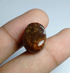 Мексиканский овальный огненный агат 16,7 карата, размеры 18x13x8 мм