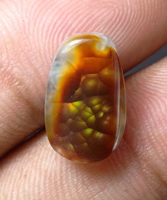 6.3 Mexican Fire Agate,  Rare Fire Agate, Bubbly Cabochon Fire Agate, Rare Gemstone than Diamonds, Dimensions 16x10x6mm