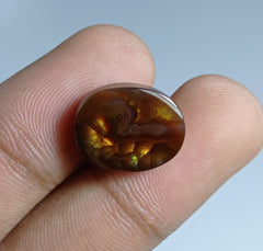 Огненный агат овальной формы весом 11,8 карата — идеальный драгоценный камень в подарок для всех — размеры 17x13x5 мм