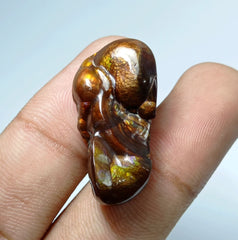 Редкий цветной огненный агат 34,1 карата — размеры 31x16x9 мм