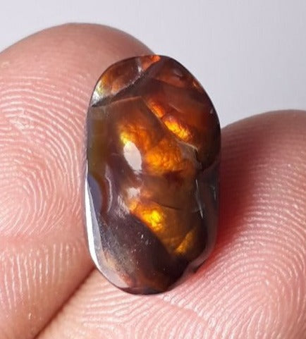7.4ct Mexican Fire Agate, Rare Fire Agate - Aatshi Aqeeq - Dimensions 15x9mm