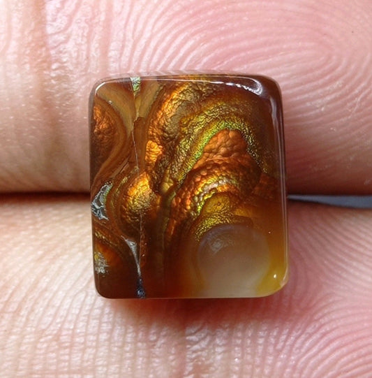 7.2ct Mexican Fire Agate, Rare Fire Agate, Colorfully Squared Fire Agate, Perfect gemstone Gift For All, Dimensions 12x11x4mm