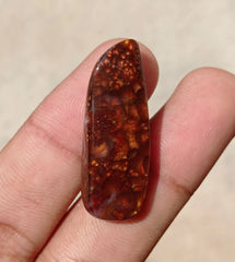 30.95ct Mexican Unique Fire Agate, Convex Bubble Pattern Fire Agate - Perfect Gemstone Gift For All, Flowery Fire Agate, Dimensions 37x13x6mm