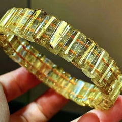 Браслет из натурального золота AAA с рутилированным кварцем и цветком, 13x6,7x5,2 мм