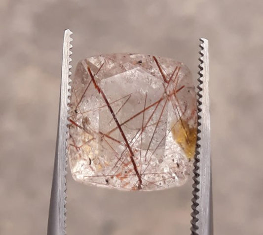 7.40ct Red Tourmalated Quartz - Red Rutile Quartz - Rutilated Quartz