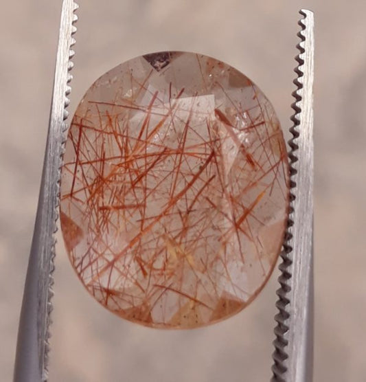 Коричневый турмалированный кварц 4,7 карата - Коричневый рутиловый кварц - Рутилированный кварц