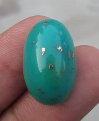 Natural Turquoise Green Matrix with Pyrite, Shajri Feroza, Oval Shape, Real Firoza Stone, Dimensions-22x14mm
