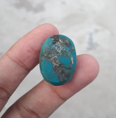Natural Turquoise Teal Green Matrix with Pyrite, Shajri Feroza, Oval Shape, Real Firoza Stone,Dimensions-26x19mm