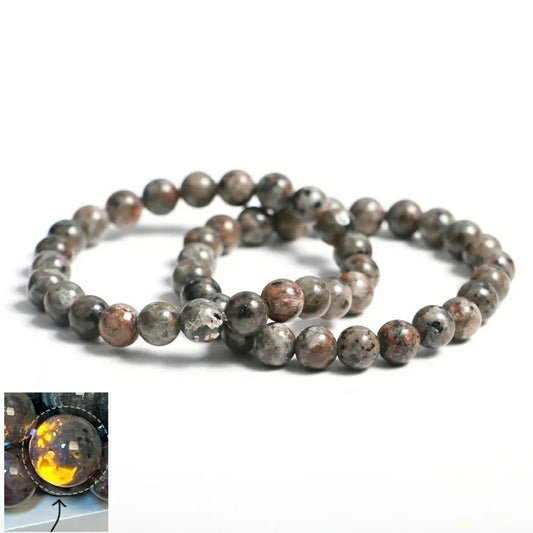 Natural Flame Stone Gemstone Bracelet aka Yooperlite, Sizes 6-12mm