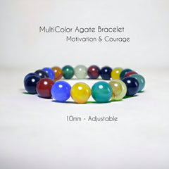 7 Chakra MultiColor Natural Agate Bracelet - 10mm