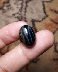 10.3ct Hawk's Eye Cabochon , Falcon's Eye, Blue Tiger's Eye, Blue Asbestos - 12x16mm