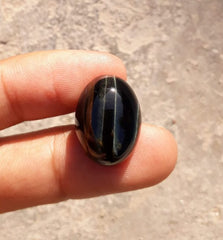 22.3ct Hawk's Eye Cabochon , Falcon's Eye, Blue Tiger's Eye, Blue Asbestos - 15x20mm