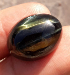22.8ct Hawk's Eye Cabochon , Falcon's Eye, Blue Tiger's Eye, Blue Asbestos - 20x15mm