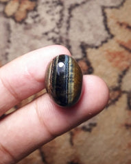 22.2ct Hawk's Eye Cabochon , Falcon's Eye, Blue Tiger's Eye, Blue Asbestos - 20x15mm