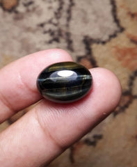 14.6ct Hawk's Eye Cabochon , Falcon's Eye, Blue Tiger's Eye, Blue Asbestos - 13x18mm
