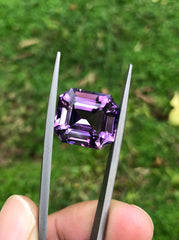 Аметист, изумруд, огранка из Бразилии, 17 карат — натуральный кристалл аметиста — 14x12 мм