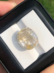 Золотой рутиловый кварц 16 карат 5А, ограненный драгоценный камень