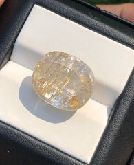Золотой рутиловый кварц 16 карат 5А, ограненный драгоценный камень