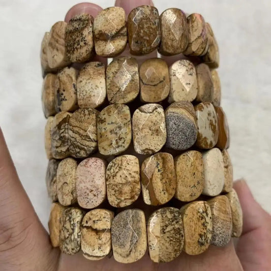 Natural Jasper Beads Gemstone Bracelet, Bangle For Women For Men,