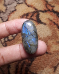 37ct Labradorite Cabochon - Spectrolite- Black Moon Stone - 35 x17mm